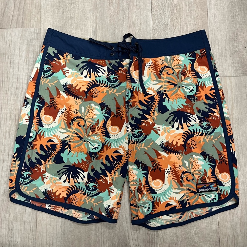 Patagonia Mens Board Shorts Colorful Tie Waist
